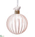 Silk Plants Direct Glass Ball Ornament With Bird - Pink White - Pack of 12