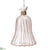 Glass Bell Ornament With Bird - Pink White - Pack of 6