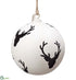 Silk Plants Direct Reindeer Glass Ball Ornament - Beige Black - Pack of 12