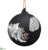 Shell Glass Ball Ornament - Black White - Pack of 6
