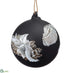 Silk Plants Direct Shell Glass Ball Ornament - Black White - Pack of 6