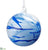 Glass Ball Ornament - White Blue - Pack of 6