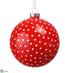 Silk Plants Direct Glass Dots Ball Ornament - Red White - Pack of 6