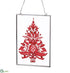 Silk Plants Direct Clear Glittered Tree Glass Ornament - Red Clear - Pack of 12