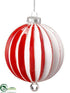 Silk Plants Direct Glass Ball Ornament - Red White - Pack of 6
