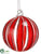 Glass Ball Ornament - Red Clear - Pack of 6