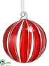 Silk Plants Direct Glass Ball Ornament - Red Clear - Pack of 6