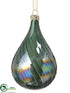 Silk Plants Direct Glass Teardrop Ornament - Peacock - Pack of 6