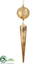 Silk Plants Direct Mercury Glass Ball, Finial Drop Ornament - Gold Light - Pack of 4