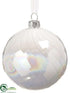 Silk Plants Direct Glass Ball Ornament - White - Pack of 6