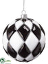 Silk Plants Direct Glass Ball Ornament - Black White - Pack of 6