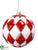 Glass Ball Ornament - Red White - Pack of 6