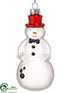 Silk Plants Direct Glass Snowman Ornament - Red White - Pack of 12