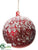 Glass Ball Ornament - Red Snow - Pack of 6