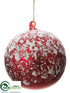Silk Plants Direct Glass Ball Ornament - Red Snow - Pack of 6