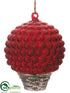 Silk Plants Direct Ball Tree Ornament - Red Silver - Pack of 6