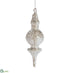Silk Plants Direct Glass Finial Ornament - White  - Pack of 4