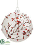 Silk Plants Direct Berry Ball Ornament - White Red - Pack of 6