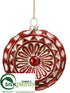 Silk Plants Direct Medallion Ornament - Red Antique - Pack of 12