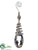 Rhinestone Glass Teardrop Ornament - Clear Silver - Pack of 6