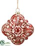 Silk Plants Direct Medallion Ornament - Red Antique - Pack of 12