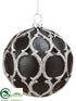 Silk Plants Direct Ball Ornament - Black Silver - Pack of 6