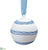 Glittered Stripe Glass Ball Ornament - White Blue - Pack of 6