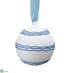 Silk Plants Direct Glittered Stripe Glass Ball Ornament - White Blue - Pack of 6