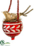 Silk Plants Direct Birdnest Ornament - Gold Red - Pack of 12