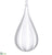 Glass Teardrop Ornament - Clear Frosted - Pack of 6