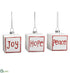 Silk Plants Direct Glittered Joy, Hope , Peace Glass Ornament - White Red - Pack of 4