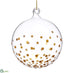 Silk Plants Direct Glass Dots Ball Ornament - Clear Gold - Pack of 4