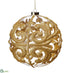 Silk Plants Direct Glittered Swirl Glass Ball Ornament - Clear Gold - Pack of 4