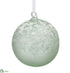 Silk Plants Direct Snowed Glass Ball Ornament - Seafoam White - Pack of 6