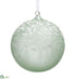 Silk Plants Direct Snowed Glass Ball Ornament - Seafoam White - Pack of 6