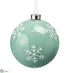 Silk Plants Direct Snowflake Glass Ball Ornament - Seafoam White - Pack of 6