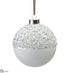 Silk Plants Direct Glittered Glass Ball Ornament - White Glittered - Pack of 4