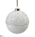 Silk Plants Direct Glittered Glass Ball Ornament - White Glittered - Pack of 6
