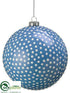 Silk Plants Direct Polka Dot Ball Ornament - Blue White - Pack of 2