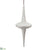 Glittered Glass Finial Ornament - White Glittered - Pack of 3