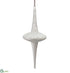 Silk Plants Direct Glittered Glass Finial Ornament - White Glittered - Pack of 3