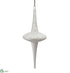 Silk Plants Direct Glittered Glass Finial Ornament - White Glittered - Pack of 3