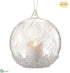 Silk Plants Direct Glass Ball Ornament With Candle - Clear Ice - Pack of 6