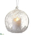 Silk Plants Direct Glass Ball Ornament With Candle - Clear Ice - Pack of 12