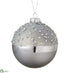 Silk Plants Direct Beaded Glass Ball Ornament - Silver - Pack of 6