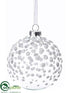 Silk Plants Direct Ball Ornament - Clear White - Pack of 6