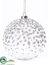 Silk Plants Direct Ball Ornament - Clear White - Pack of 2