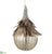 Beaded Mercury Glass Finial Ornament With Feather - Silver Brown - Pack of 6