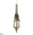 Beaded Mercury Glass Finial Ornament With Feather - Silver Brown - Pack of 12
