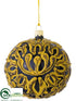 Silk Plants Direct Ball Ornament - Black Gold - Pack of 2